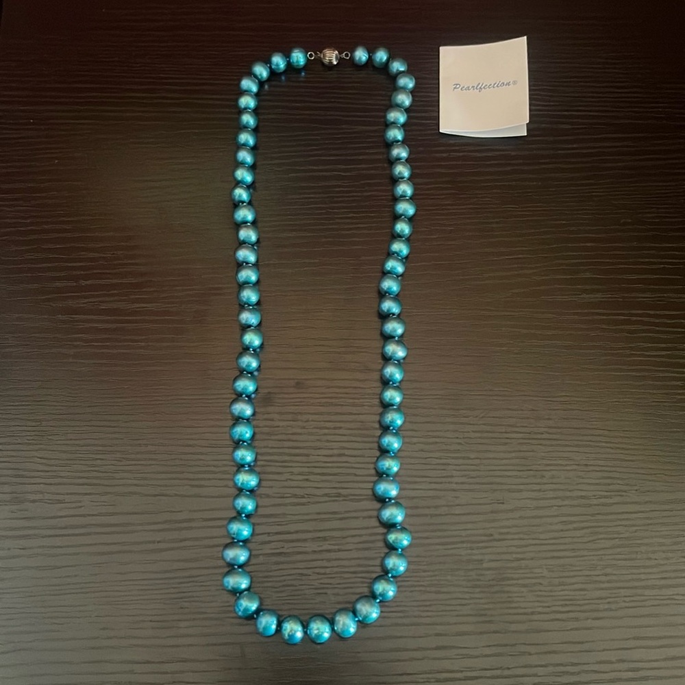 Pearlfection Blue Pearl .925 Sterling Silver Clasp Necklace